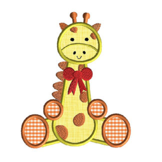 Giraffe Sitting Applique Machine Embroidery Design 1