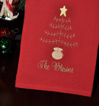 Primitive Christmas Tree Applique Machine Embroidery Design